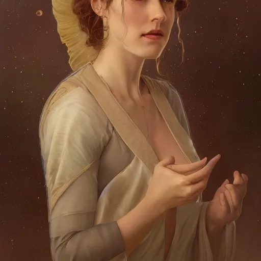 Image similar to an portrait of an beautiful space female doctor, digital painting, artstation, concept art, soft light, hdri, smooth, sharp focus, illustration, fantasy, intricate, elegant, highly detailed, D&D, matte painting, in the style of Greg Rutkowski and Alphonse Mucha and artemisia, 8k, highly detailed, jurgens, rutkowski, bouguereau, pastoral, rustic, georgic, detailed concept art, illustration, colorful pastel, painting, detail, ultra detailed, digital art, 4K,