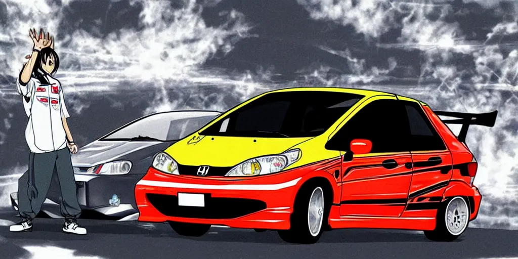 Image similar to honda jazz 2 0 0 6 initial d, anime art