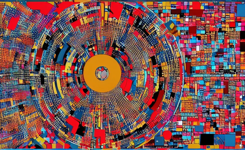 Prompt: automated modularity of the graphic musical score, hypermasculine, explosive, with colors from the movie fight club