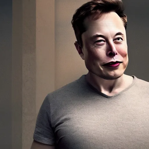 Image similar to Elon Musk with doge body, realistic artstyle, wide shot, dramatic lighting, octane render, hyperrealistic, high quality, highly detailed, HD, beautiful, cinematic, 8k, unreal engine, facial accuracy, symmetrical