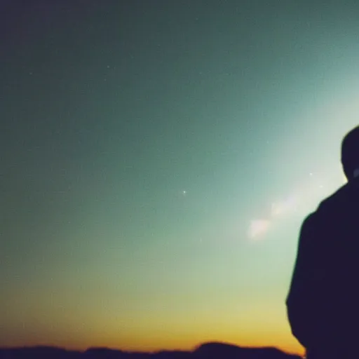 Prompt: silhouette of a man staring into the universe