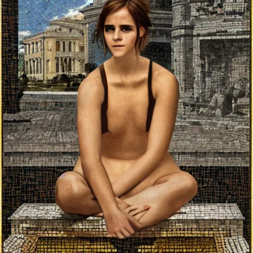 Image similar to roman bath mosaic of emma watson