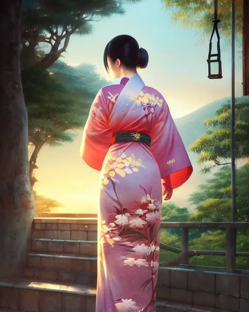 Image similar to a beautiful okinawa girl wear elegant yukata in festival | | summer night, realistic shaded, pleasant face, good looking, fine details, 4 k realistic, cryengine, realistic shaded lighting poster by greg rutkowski, magali villeneuve, artgerm, jeremy lipkin and michael garmash and rob rey