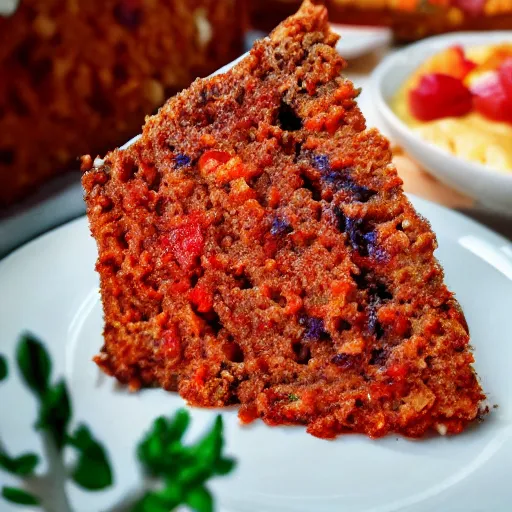 Image similar to close view of a beautiful and delicious chorizo cake, 4 k