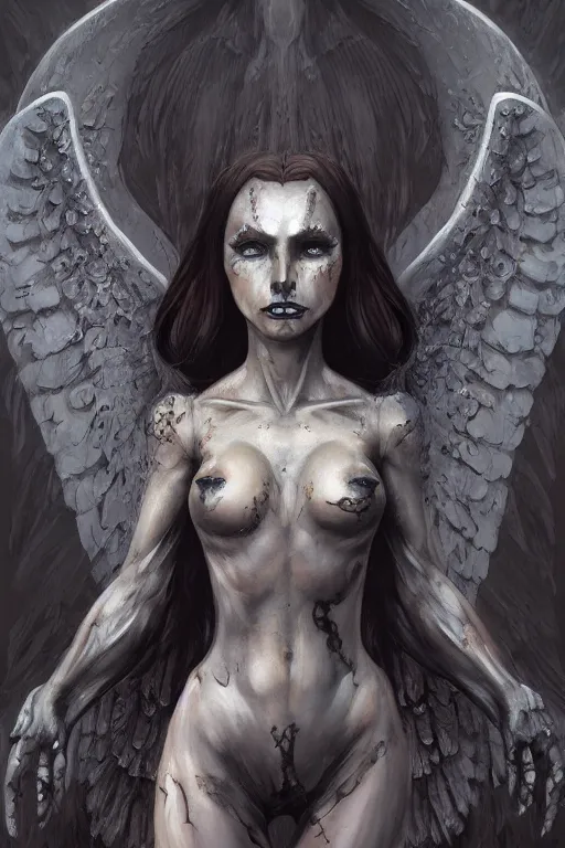 Image similar to Gothic angel girl from warhammer 40000 highly detailed, digital painting, artstation, smooth, sharp focus, illustration, art by artgerm and zdislav beksinski