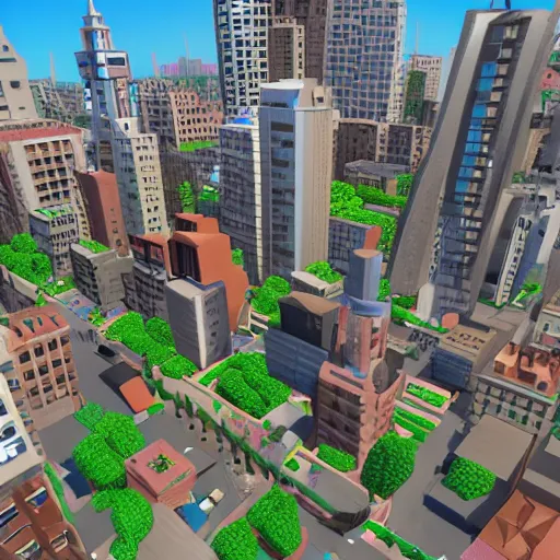 Prompt: one million 3d avatars standing on the same city street and flying through the air and climbing on the buildings