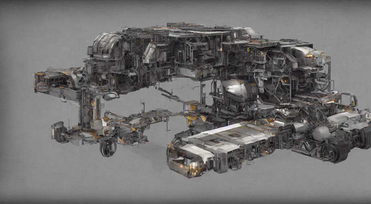 Image similar to industrial maintenance shuttle vehicle, concept artwork 8 k render octane high definition