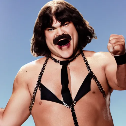 Image similar to jack black cosplaying as cher, music video still, 8 k