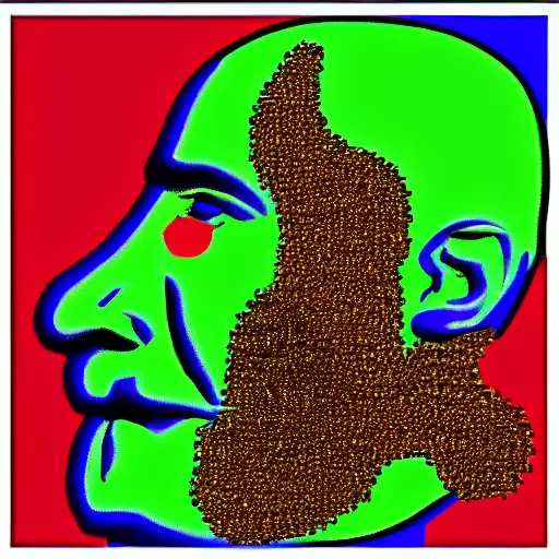 Prompt: Philosophical abstract art! Profile picture. Digital art. 8k resolution. Man made out of hyperbolic functions! Bald with beard.