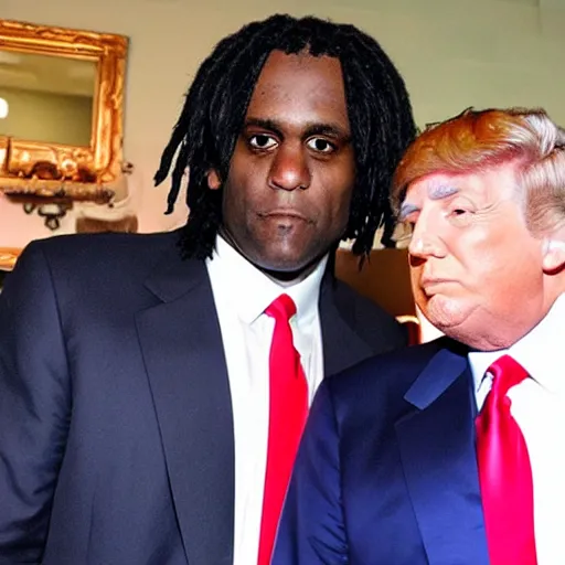 Prompt: chief keef posing with donald trump, realistic, high definition