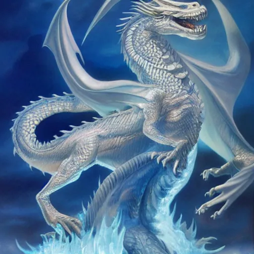 Image similar to ice dragon by Boris Vallejo ultra detail