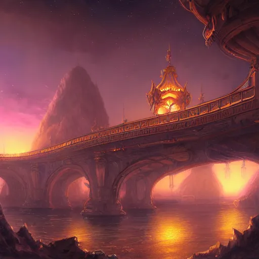 Prompt: A rococo spaceship above the Golden Bridge, by andreas rocha, featured on artstation