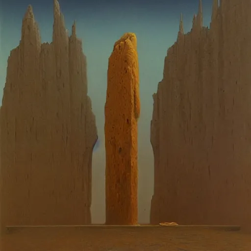 Image similar to you appear smaller than an insect next to the monolith, by Zdzisław Beksiński