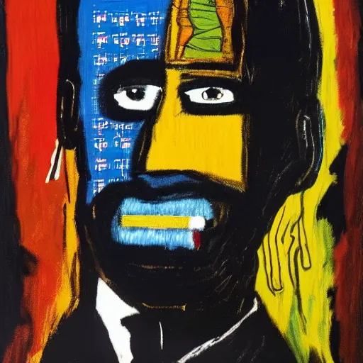 Image similar to joe biden as a black person, african american, by basquiat,