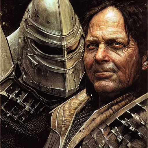 Prompt: dark souls knight, realistic closeup portrait art by norman rockwell and donato giancola and greg rutkowski