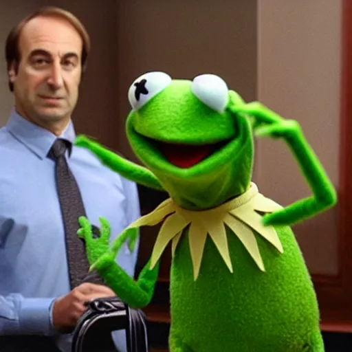 Image similar to Kermit The Frog with Saul Goodman