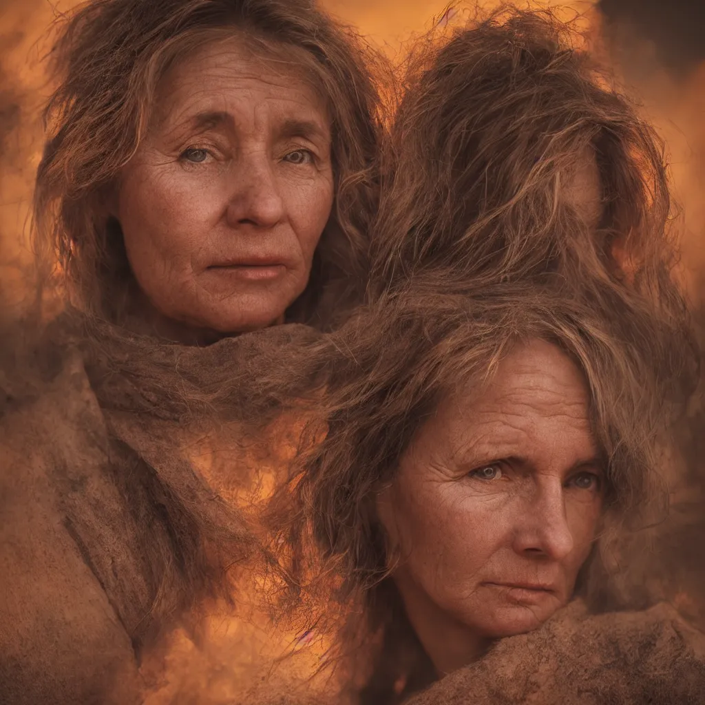 Prompt: a high-resolution extreme closeup portrait photo of your mom in hell, beautiful low light, style Steve McCurry Octane render 8k