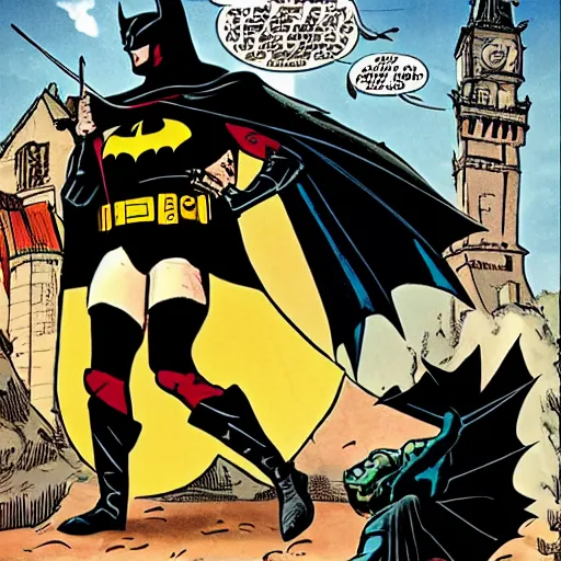 Image similar to medieval batman stopping crime