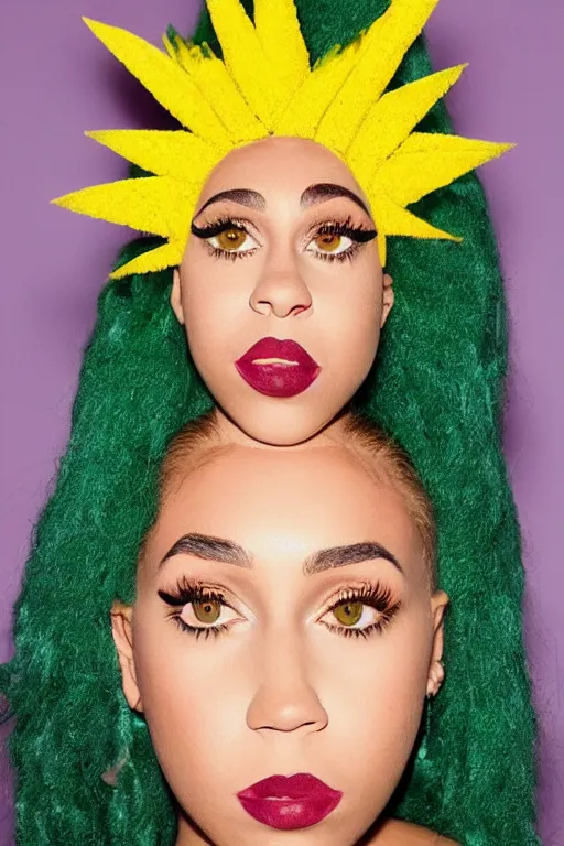 Image similar to doja cat as a pineapple, human face in the shape of a pineapple