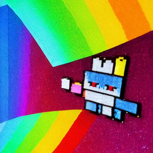 Image similar to nyancat, lifelike photography, vivid colors, space, rainbow