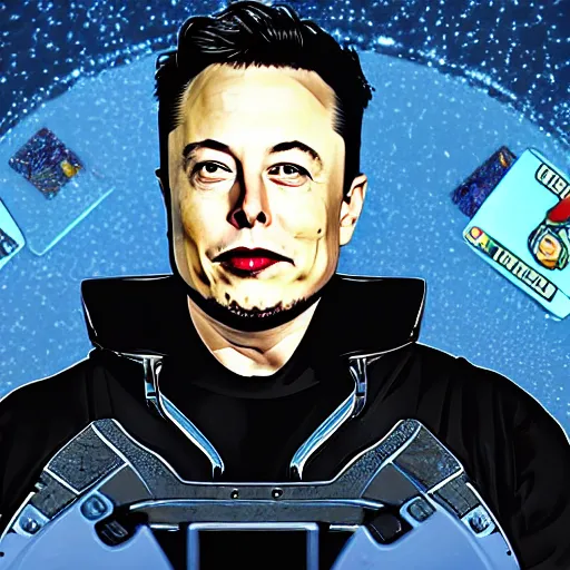 Prompt: elon musk, the trading card game, 8 k digital illustration