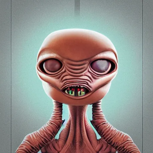 Image similar to an alien named scromblo who is happy to meet you