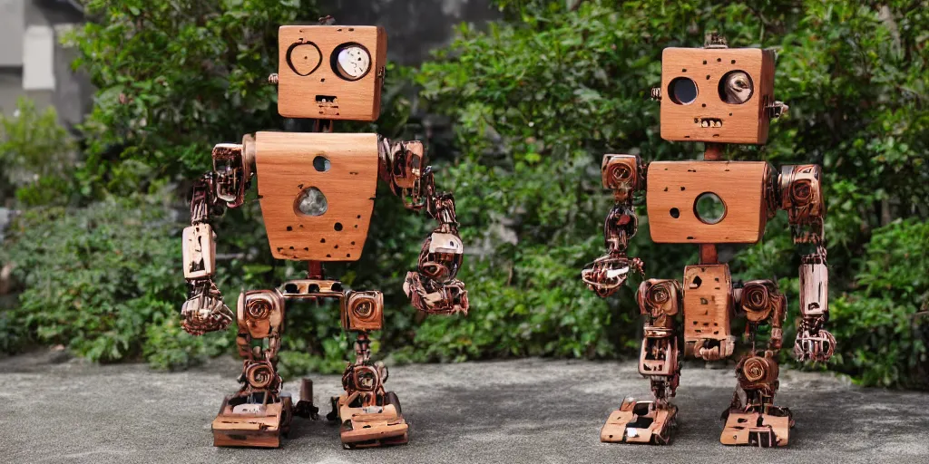 Image similar to very cute wooden mystical statue robot, highly detailed, 8 k, masterpiece, super resolution.