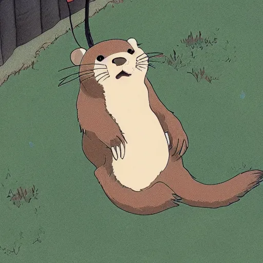 Prompt: studio ghibli otter with overear headphones