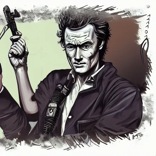 Image similar to Dirty Harry, Digital Art, Trending on Art Station