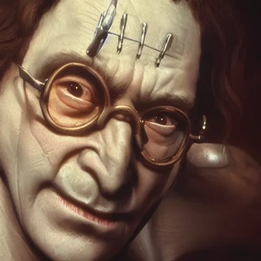 Image similar to john lennon as buffalo bill silence of the lambs, ultra realistic, concept art, intricate details, highly detailed, photorealistic, octane render, 8 k, unreal engine, art by frank frazetta, simon bisley, brom