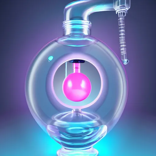 Image similar to Pink Vapor Inhalation Machine Connected to a Spherical Bottle of Pink Liquid by a Tube, Pink Vapor Leaking from an Oxygen Mask, fantasy, magic, ultra detailed, digital art, trending on artstation, illustration, laboratory-H 768