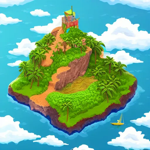 Prompt: isometric island in the sky, isometric invironment, 3d art, amazing detail, artstation