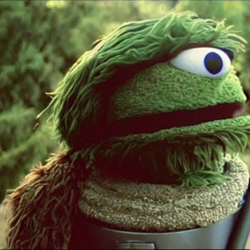 Image similar to oscar the grouch but it's rey skywalker, rey skywalker as oscar the grouch