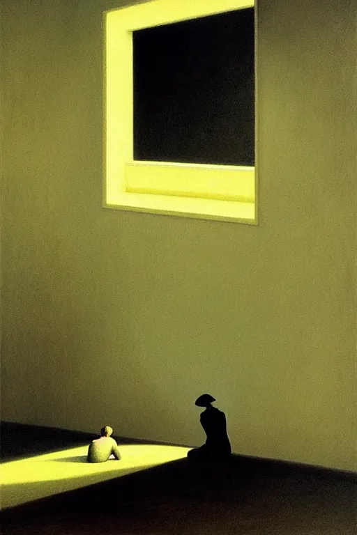 Image similar to loneliness, edward hopper and james gilleard zdzislaw beksisnski higly detailed