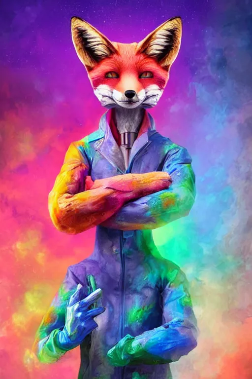 Prompt: a humanoid fox wearing scientist's clothes and doing experiments with colorful chemicals, digital painting, masterpiece, digital art, high quality, highly detailed, concept art, trending on deviantart, high coherence, anatomically correct, five fingers, cinematic, high definition, path traced