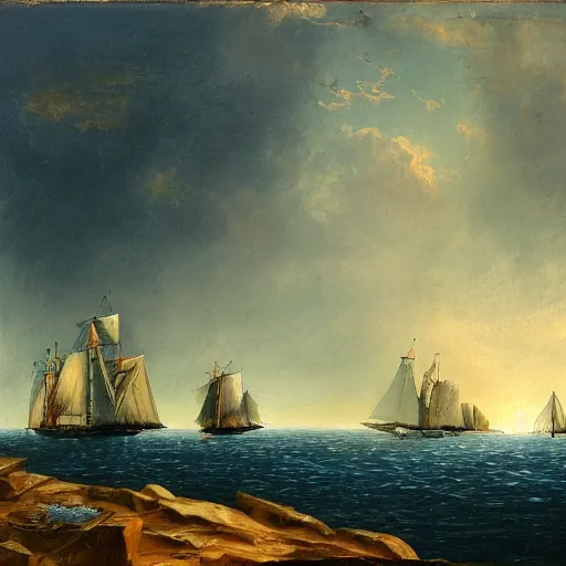 Image similar to sailing off the edge of the world, romanticism artwork