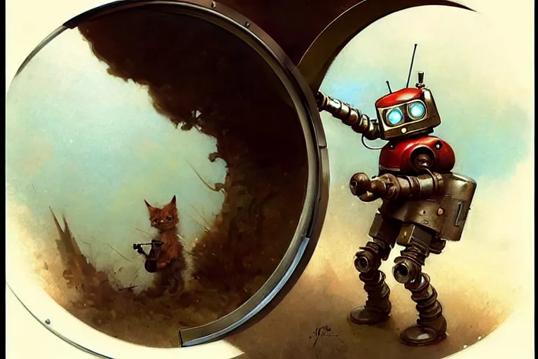 Image similar to adventurer ( ( ( ( ( 1 9 5 0 s retro future robot android time porthole portal window. muted colors. ) ) ) ) ) by jean baptiste monge!!!!!!!!!!!!!!!!!!!!!!!!! chrome red