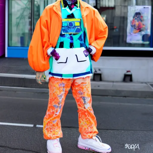 Image similar to colorful walter white harajuku outfit