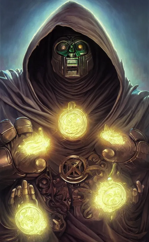 Image similar to dark horror doctor doom cosmic mf doom glowing bright eyes, platinum skin, centered, digital painting, artstation, concept art, smooth, sharp focus, illustration, artgerm, tomasz alen kopera, peter mohrbacher, donato giancola, joseph christian leyendecker, wlop, frank frazetta