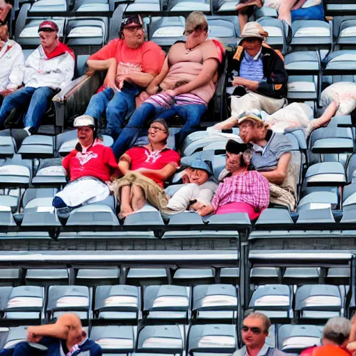 Prompt: a fan falls asleep in the grandstand at spa francorchamps