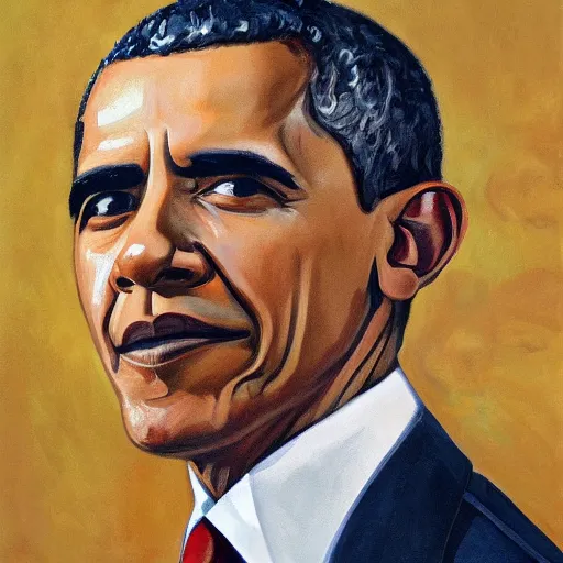 Prompt: portrait of barack obama, painting by paula rego, high detail, high resolution