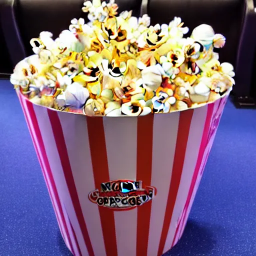 Image similar to photo of movie theater popcorn bucket overflowing