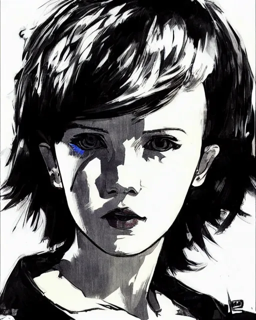 Image similar to short hair millie bobby brown by yoji shinkawa