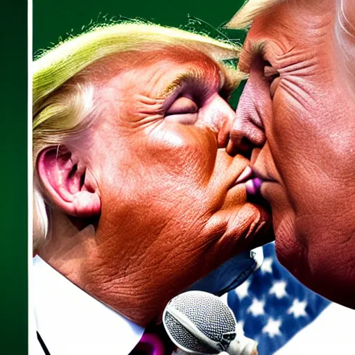 Image similar to obama kissing donald trump, 4k photo, detailed, closeup