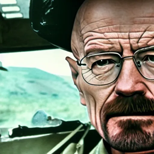 Image similar to walter white in the vietnam war, 4 k, hyper realistic