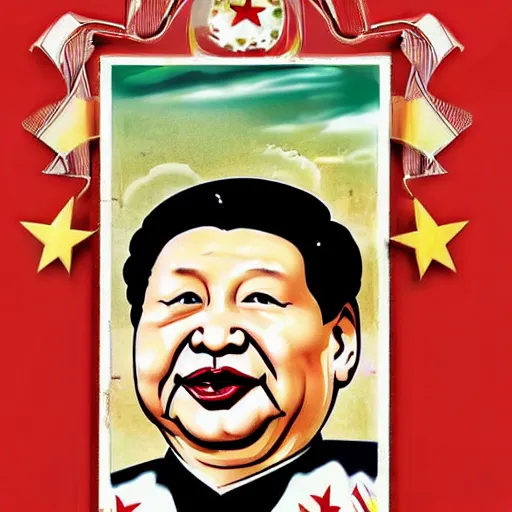 Prompt: xi jinping as communist clown in propaganda style poster