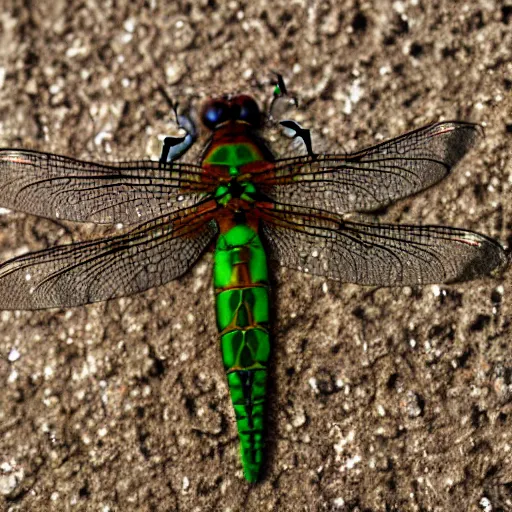 Image similar to photo of dragonfly on the head of a laughing turtle, 5 0 mm, beautiful photo