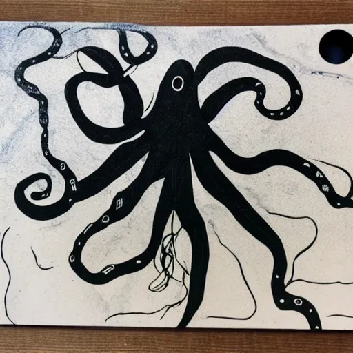 Image similar to tape damage land octopus hidden in darkness, dead trees, noire