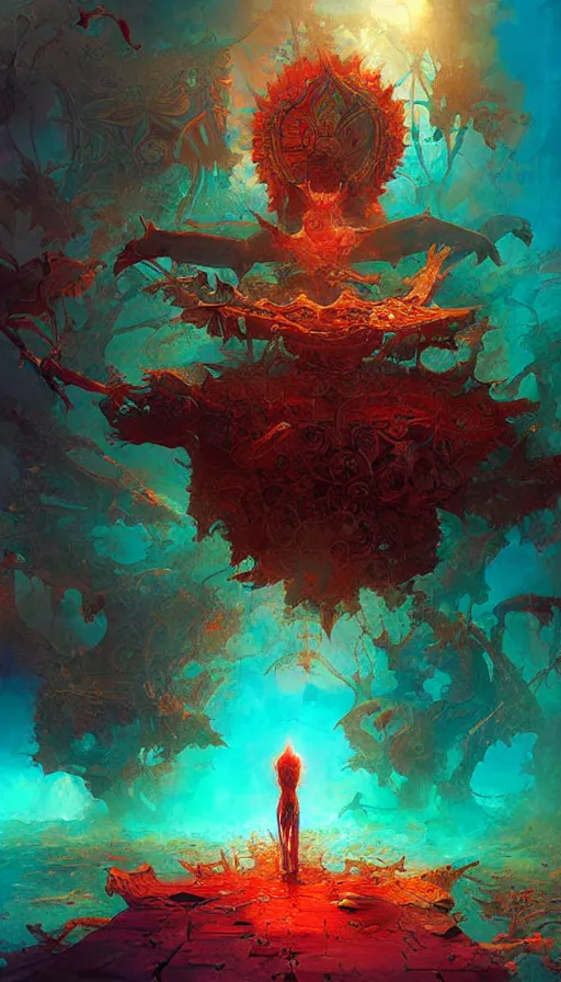 Image similar to psytrance artwork, by marc simonetti