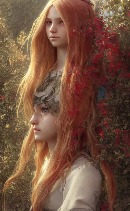 Prompt: full body shot of a young girl with blond twin tail hair and red eyes, ultra realistic, concept art, intricate details, eerie, highly detailed, photorealistic, octane render, 8 k, unreal engine, art by artgerm and greg rutkowski and alphonse mucha